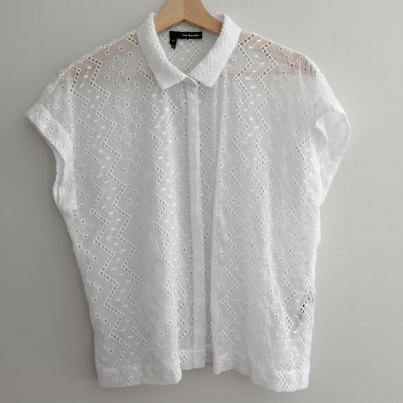 The Kooples Eyelet Embroidery White Button Up Medium - Picture 2 of 16